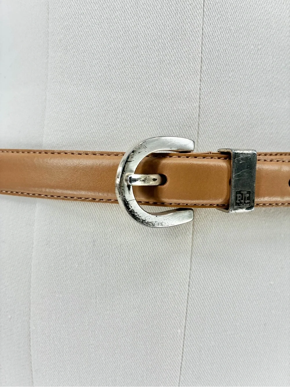 Lauren Ralph Lauren Women’s Cognac Brown Leather Skinny Belt Size M